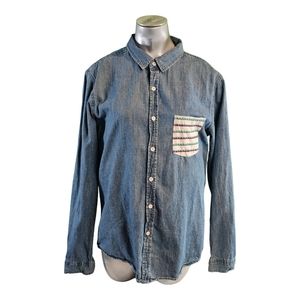 Another Influence Mens Long Sleeve Denim Casual Button Up Shirt Size Medium‎ M